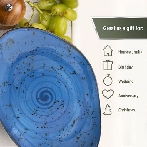 Porcelain Serving Plate&Platter Pebble Marine Blue 35cm