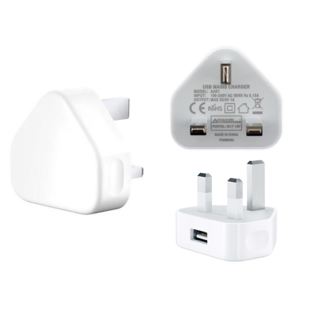 AA Charge-iT USB Mains Charger Adapter 1Amp-White