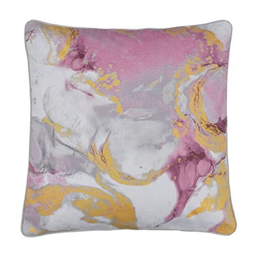 METALLIC MARBLE PRINT CUSHION PINK