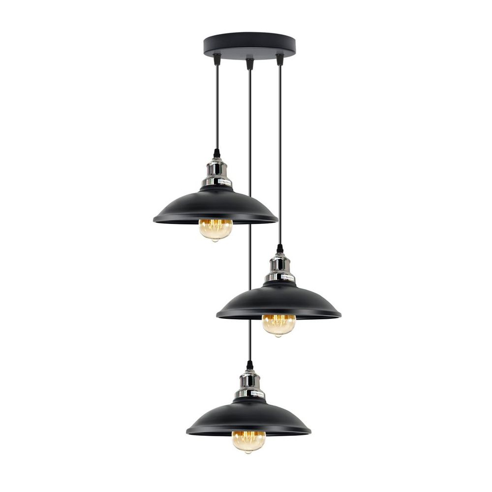 3 Head Vintage Industrial  E27 Ceiling Hanging Light  Shade Metal Pendant Lamp