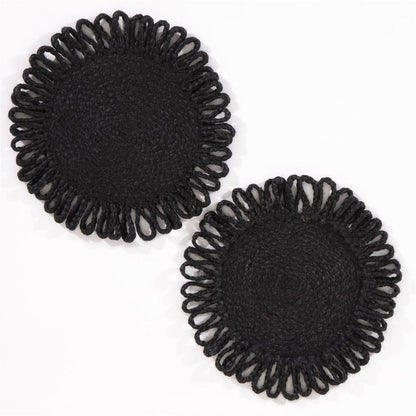 Thames Jute Star Crochet Black Placement, Set of 2