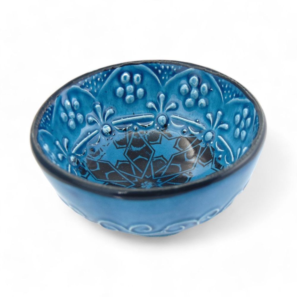 Handmade Ceramic Bowl Multicolour Navy 8cm