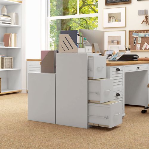 HOMCOM 3 Drawer Filing Cabinet Steel File Cabinet for A4 Letter Size White