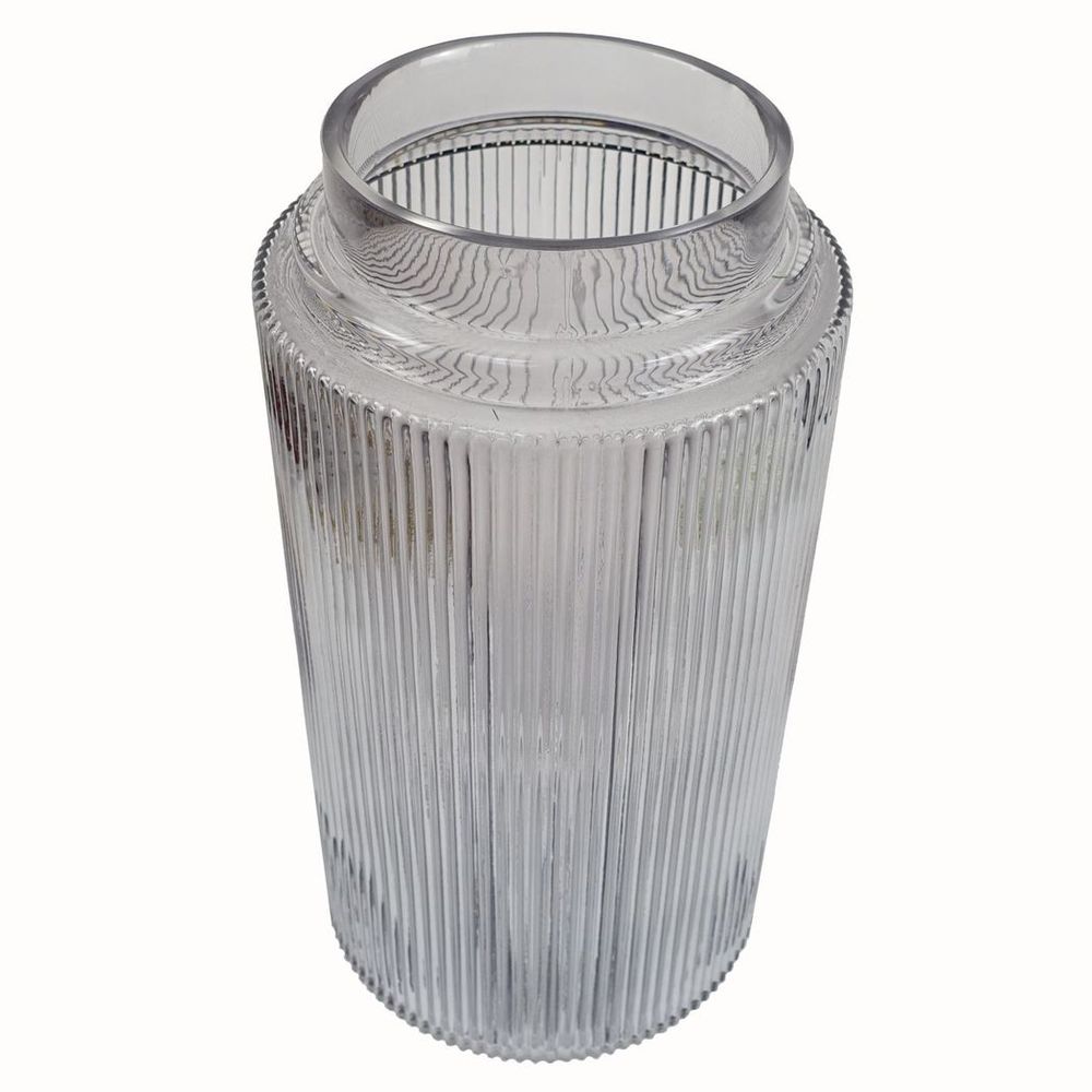 31cm Clear Ridged Glass Vase