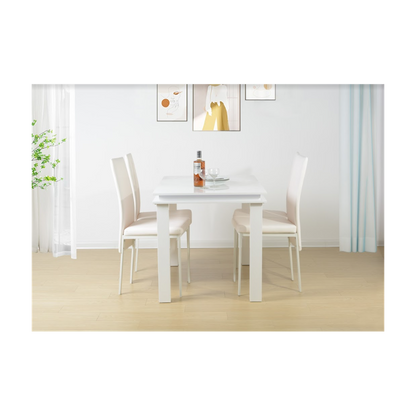 5 Piece Dining Table Set High Gloss WHITE with Blue LED Light - EFFULGENCE