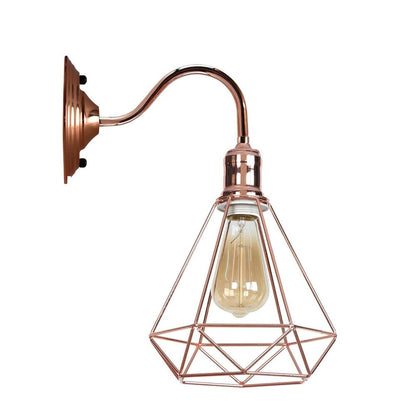 Modern Vintage Retro Industrial Wall Sconce Light Swan Neck Arm Rose gold Wall Lamp Shade with E27 Holder Fitting