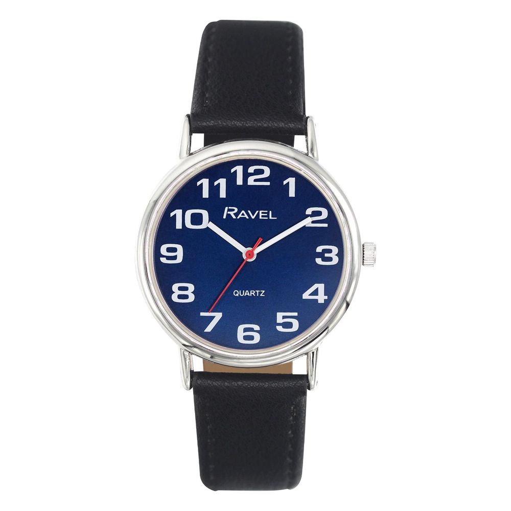 Ravel Ladies Classic Blue Dial Black Leather Strap Watch R0105.52.2