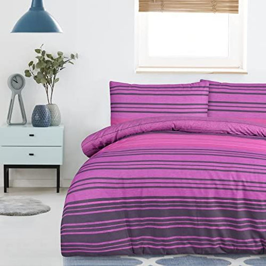 TEXTURED STRIPE PURPLE DUVET SET SB