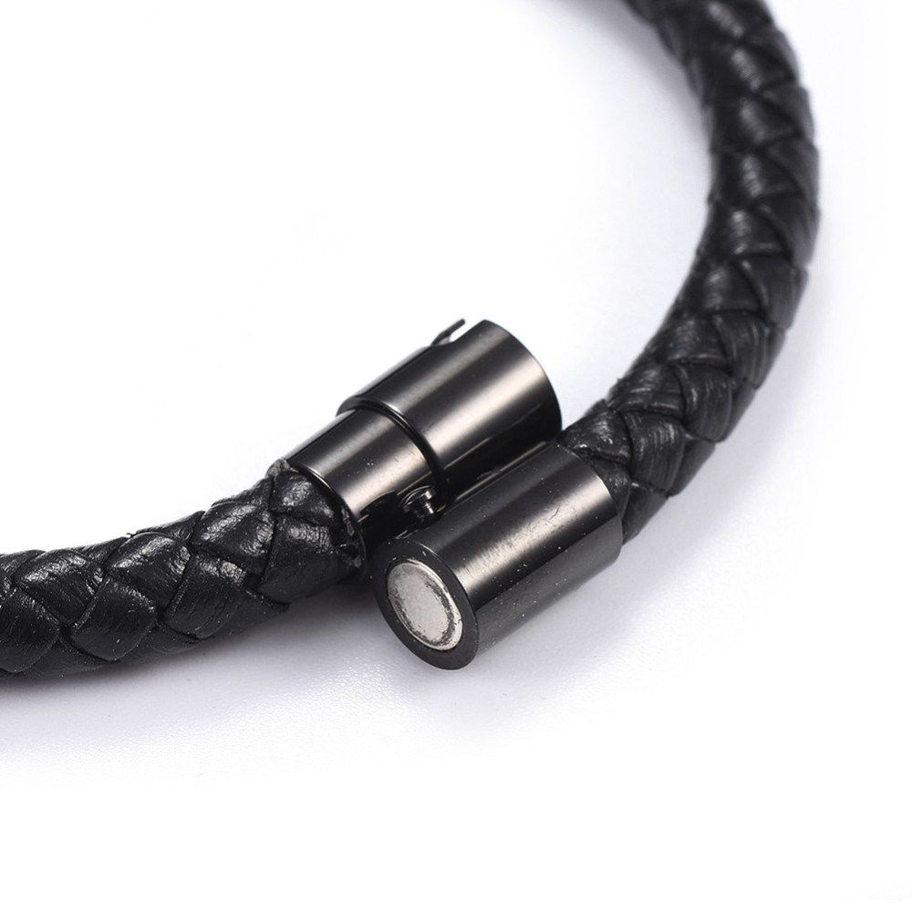 Men's Black Leather Rope Bracelet