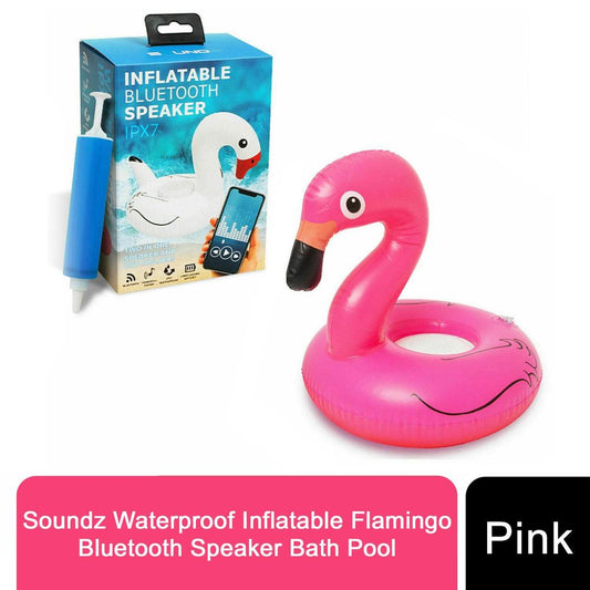 Soundz Waterproof Inflatable Flamingo Bluetooth Speaker Bath Pool (Pink)