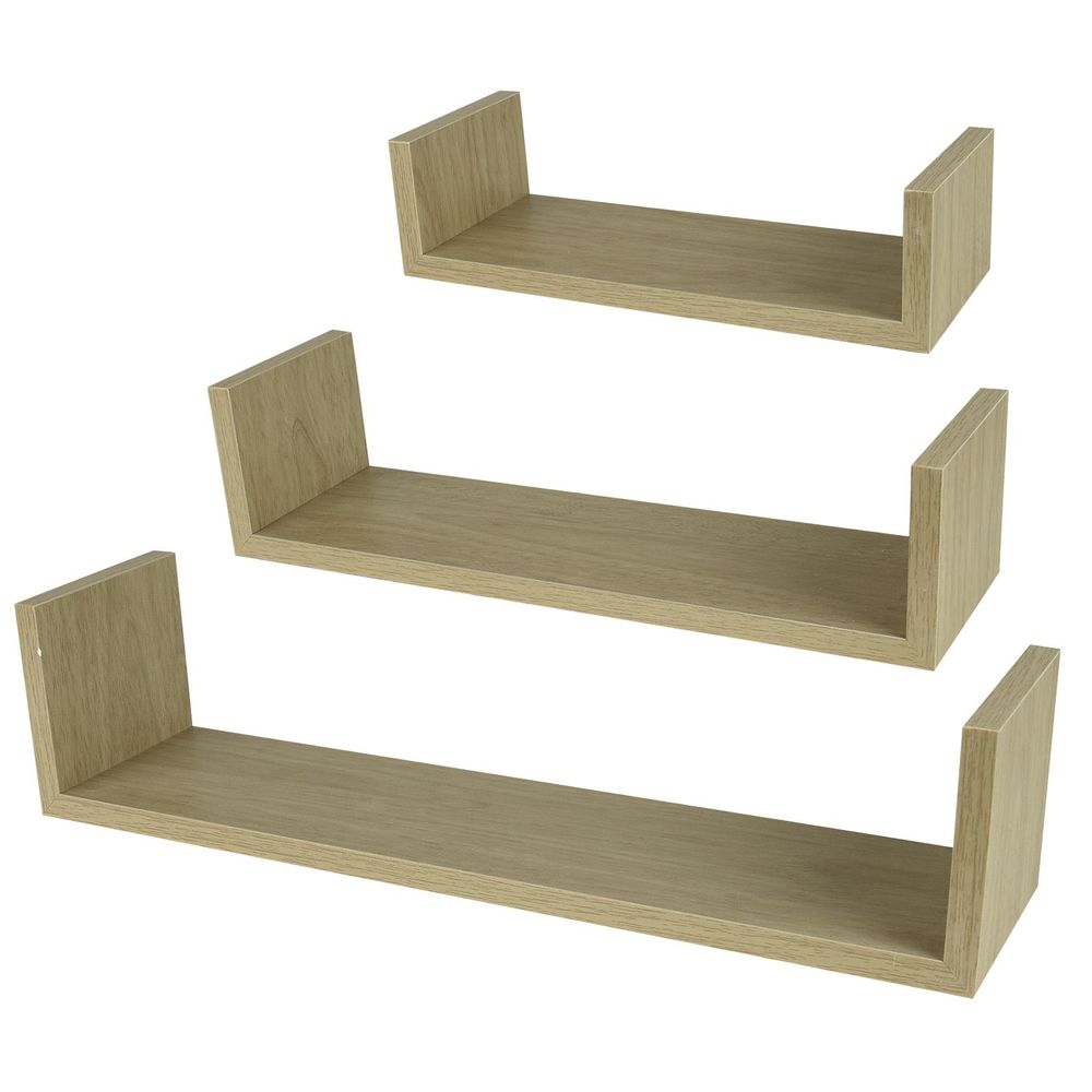 Floating Wooden Wall Shelves Shelf Corner Square Storage Display Home Furniture