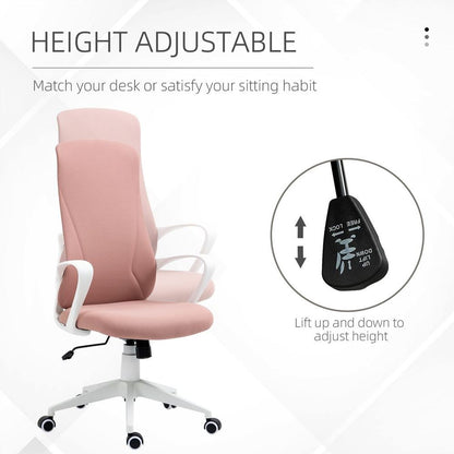 Vinsetto High-Back Home Office Chair Height Adjustable Elastic Desk Chair Pink