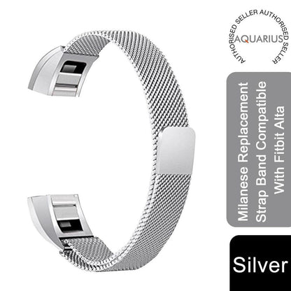 Aquarius Milanese Replacement Strap Band Compatible With Fitbit Alta, Silver