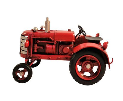 Red Metal Tractor Ornament 17cm