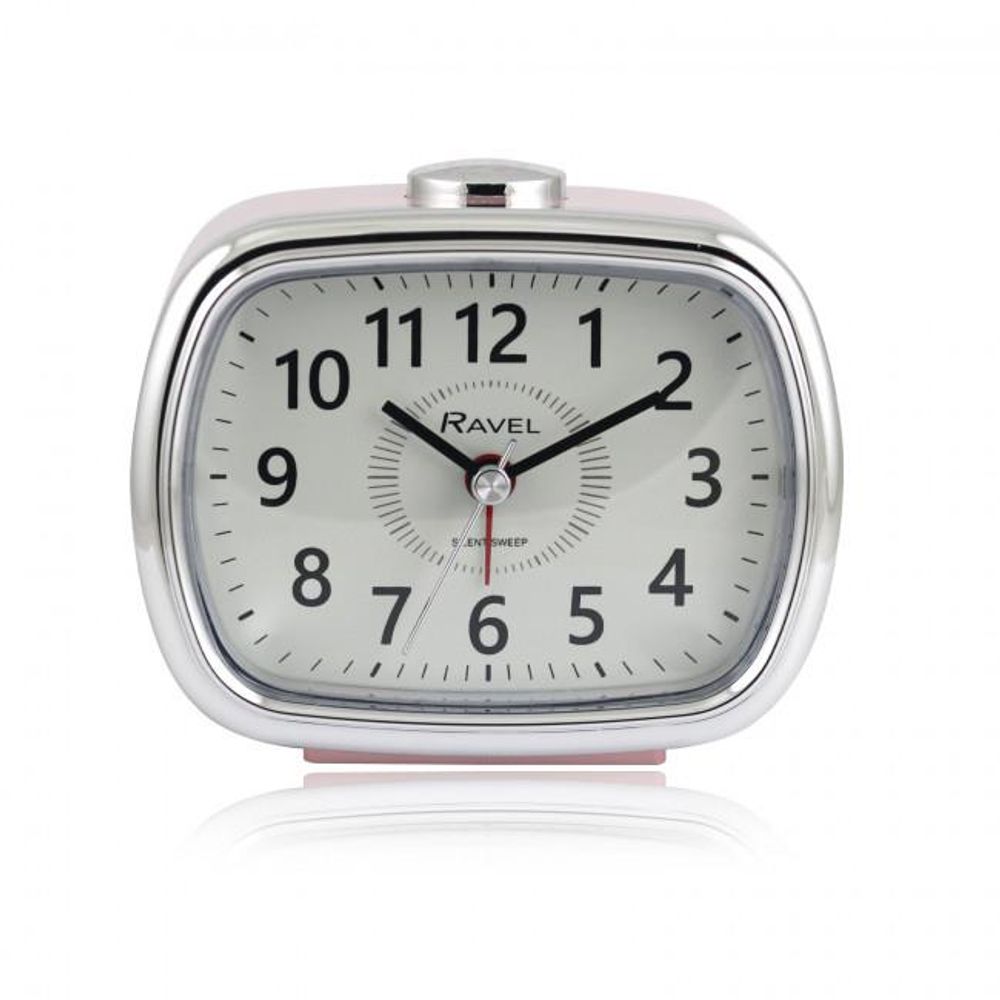 Ravel Mid sized Bedside Quartz Alarm Clock - Pink / Silver RC042.5C