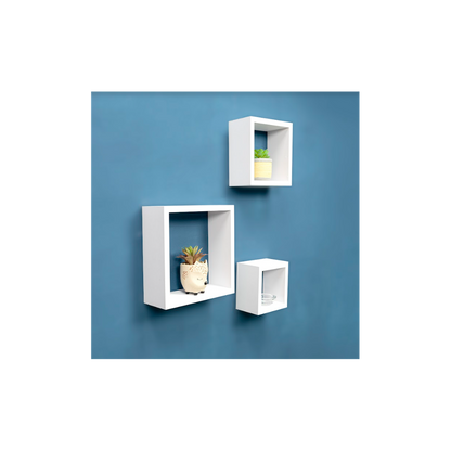 Set of 3 Cube White Floating Wall Shelf - CHELF