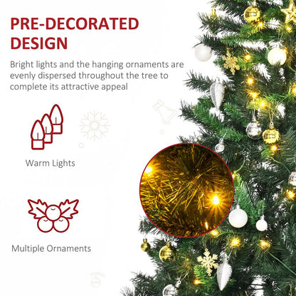 1.8m 6ft Pre-Lit Artificial Christmas Tree 200 LED  Tree Decorative Balls Stand