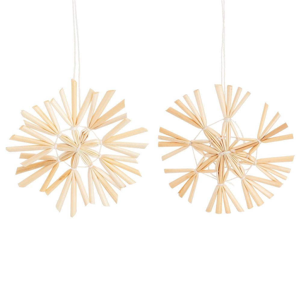 Small Straw Snowflake Hanging Decoration- Set of 8