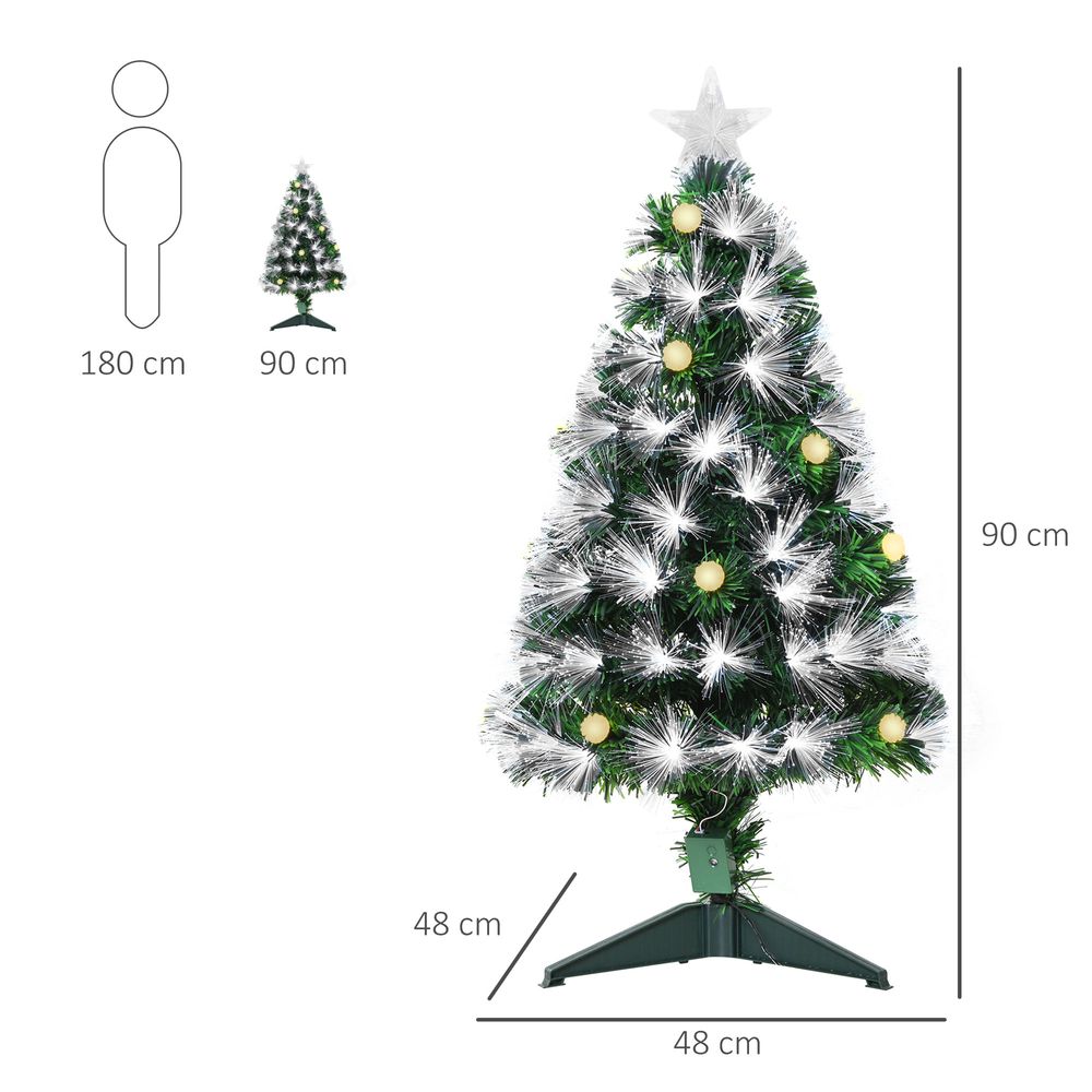 3ft White Light Christmas Tree 90 LEDs Star Topper Tri-Base Pre-Lit Home