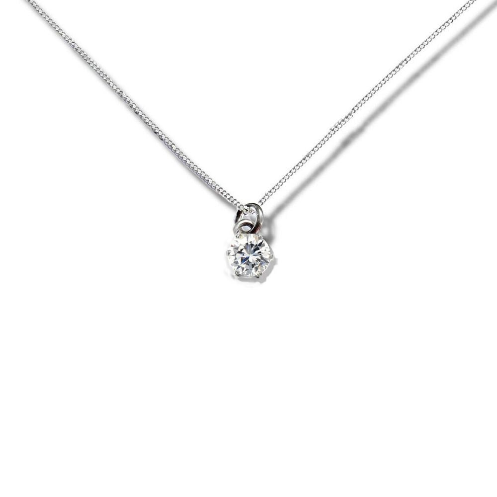 Cubic Zirconia 6mm Silver Necklace