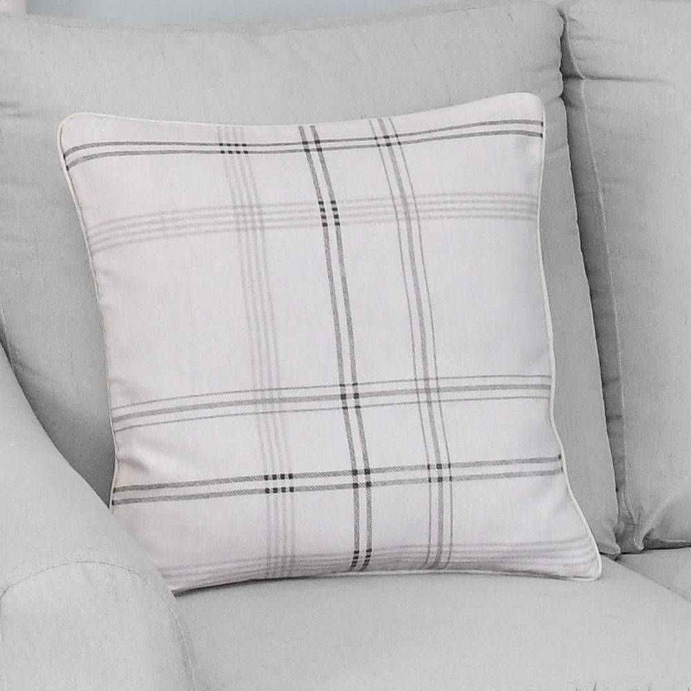 PRINTED CHECK CUSHION NATURAL 45CM