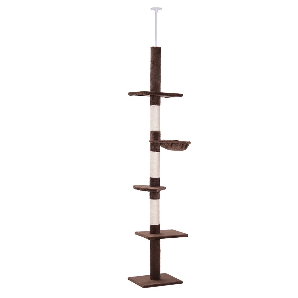 Floor to Ceiling Cat Tree for Indoor Cats 5-Tier Kitty Tower Brown