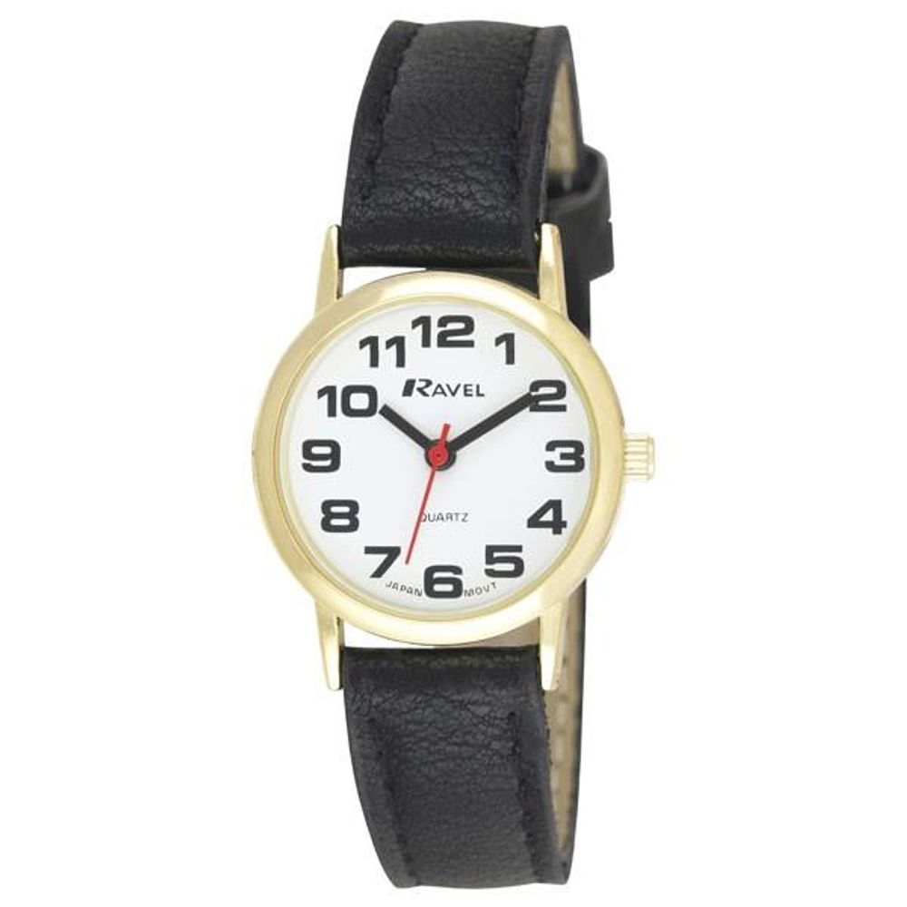 Ravel Ladies Classic Strap Watch Black / Gold / White R0105.05.2A