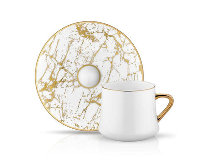 Sufi Tea Cup and Saucer - White Marble - 230 cc