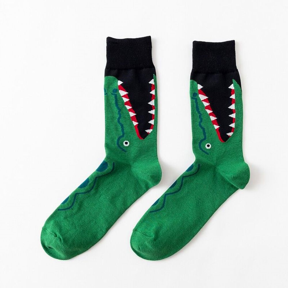 1 Pair Creative New Arrivals Fashion Harajuku Kawaii Happy Casual Women Socks Shark Crocodile Zebra Animal Print Funny Socks