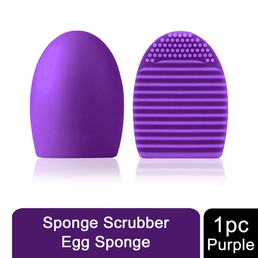 Silicone Egg Sponge Scrubber Make-Up Brush Cleaner - Pink/Purple[Purple]