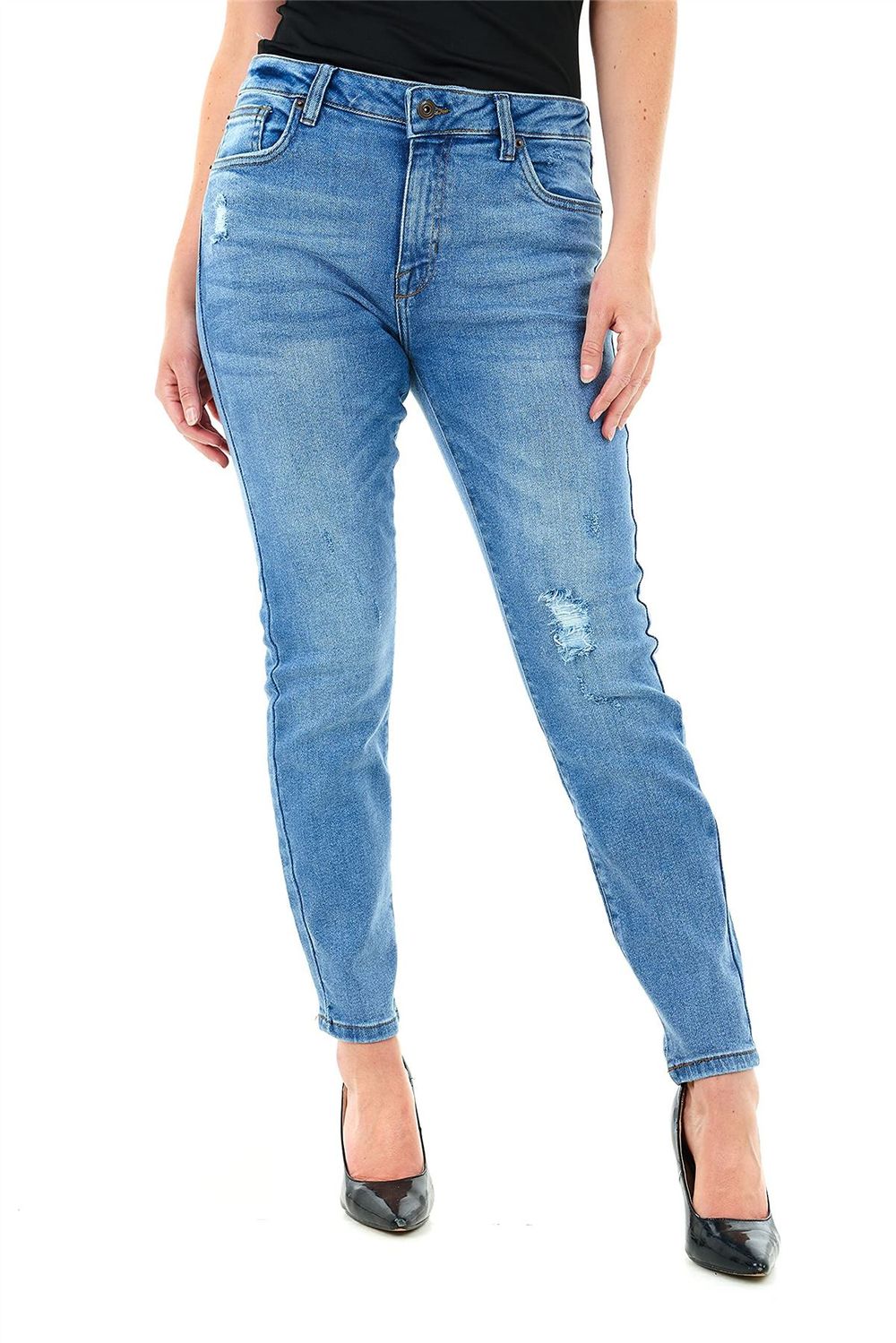 RIP KNEE SKINNY MID BLUE WASH 26