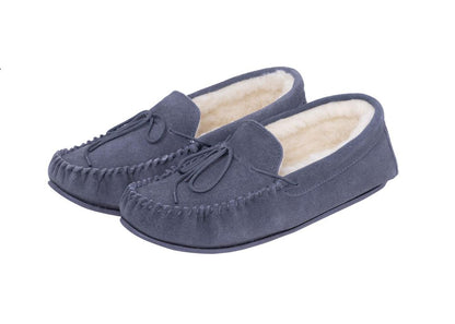 Nordvek Womens Sheepskin Suede Moccasin Slippers With Rubber Sole - 430-100