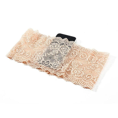 Women Lace Thigh Band with Anti-Slip Cellphone Pocket[XL - Nude]