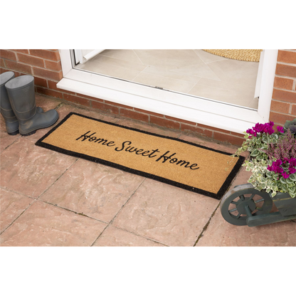 Astley Slogan Home Sweet Home PVC Backed Coir 40x120cm Natural Doormat