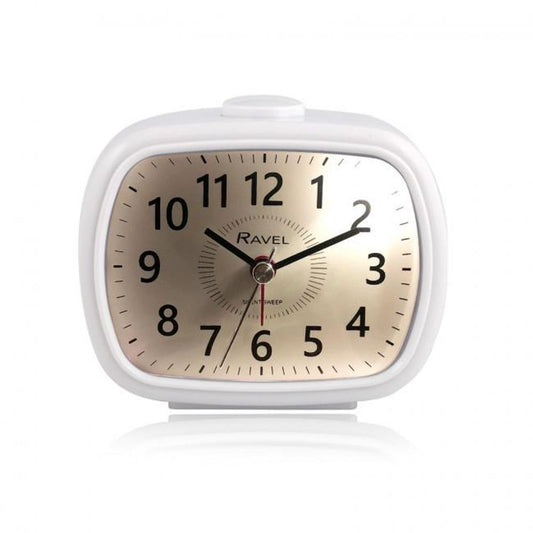 Ravel Mid sized Bedside Quartz Alarm Clock - White RC042.4