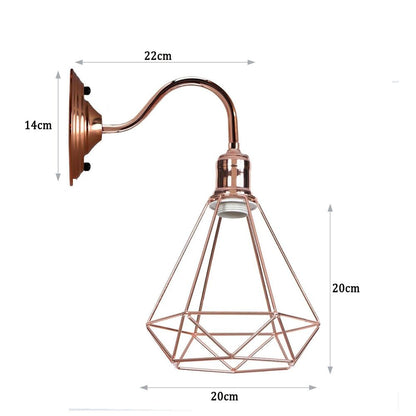 Modern Vintage Retro Industrial Wall Sconce Light Swan Neck Arm Rose gold Wall Lamp Shade with E27 Holder Fitting