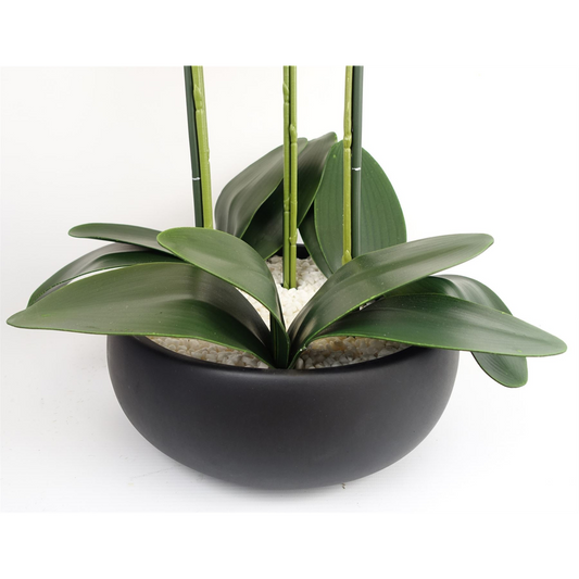 60cm Orchid Artificial Yellow Black Ceramic Planter