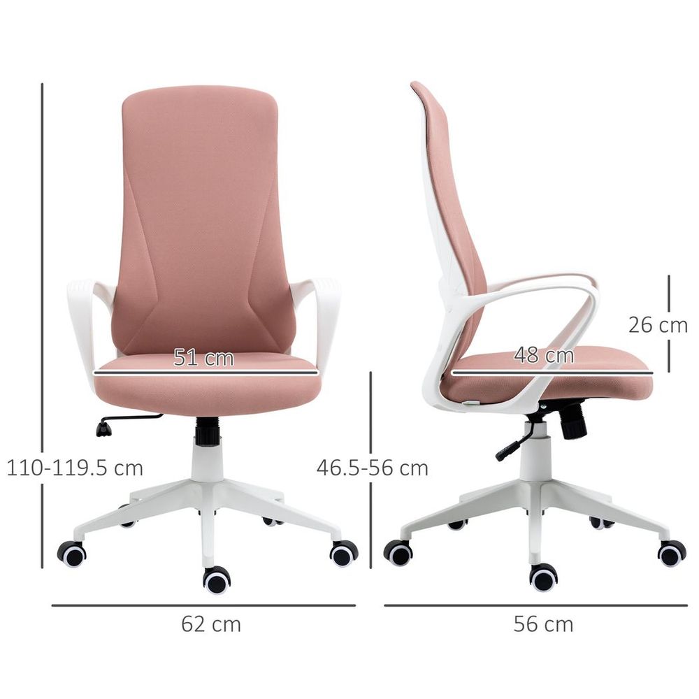 Vinsetto High-Back Home Office Chair Height Adjustable Elastic Desk Chair Pink