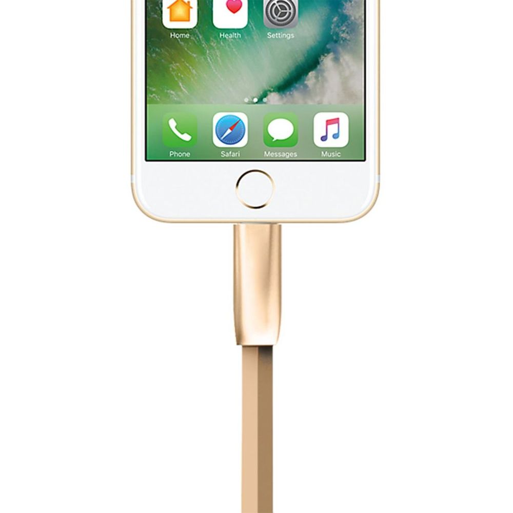 Spring Zinc Alloy Lightning to USB Sync and Charge Cable - 1 Meter, Gold