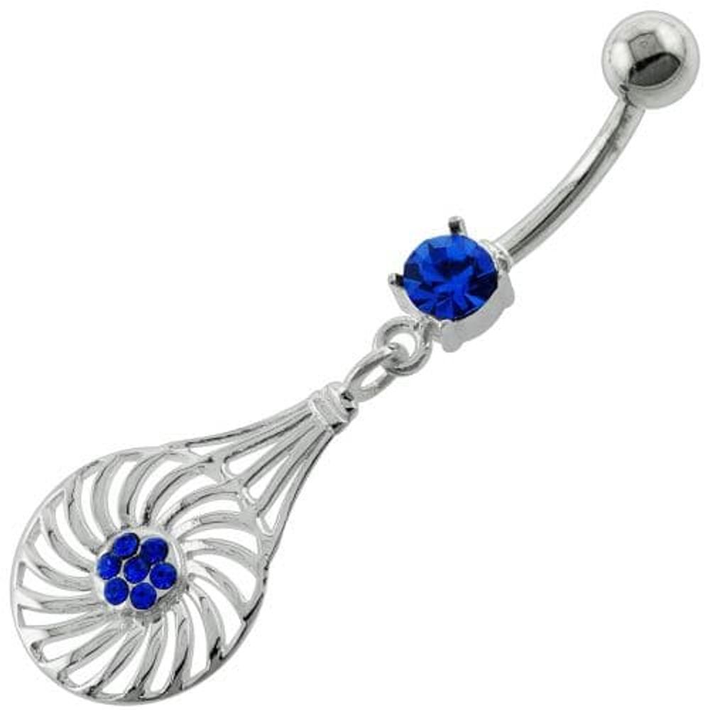 Dangling Jeweled Swirl Flower Navel Belly Button Piercing