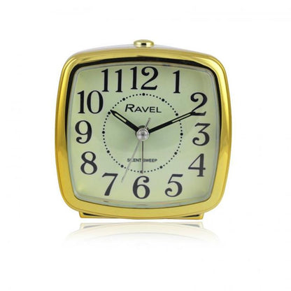 Ravel Retro Styled Small Size Bedside Quartz Alarm Clock - White / Gold RC041.42