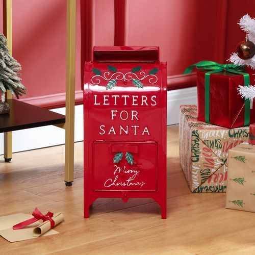 HOMCOM Christmas Post Box Freestanding or Wall Mounted for Xmas Decoration