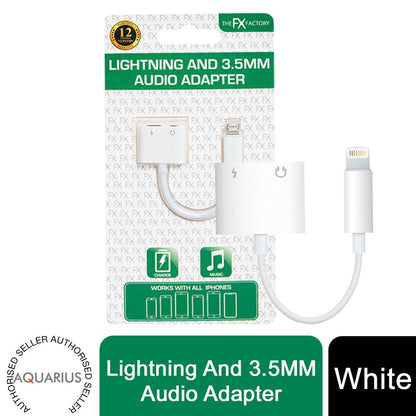 The FX Factory Lightning & 3.5mm Audio Adapter, White