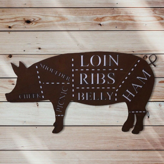 PIG Sign Rusty Metal Home Kitchen rustic sign