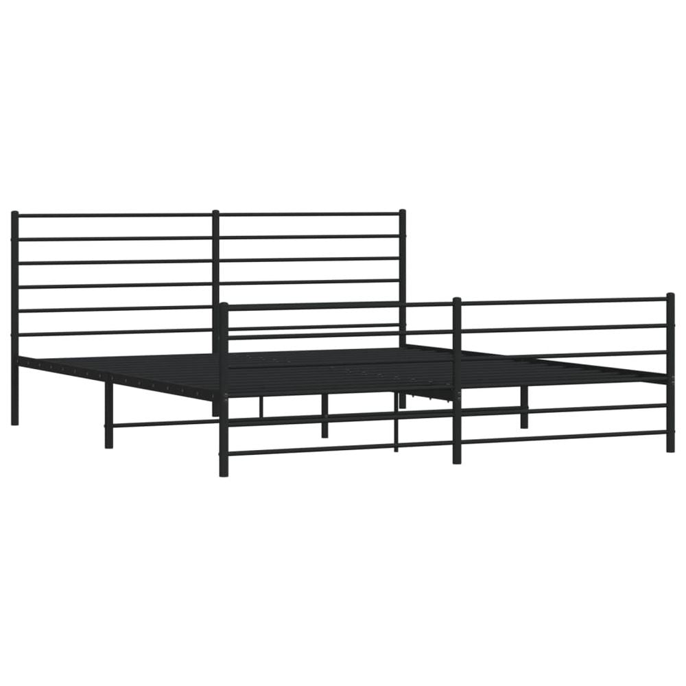 vidaXL Metal Bed Frame with Headboard and Footboard Black 180x200 cm 6FT Super King