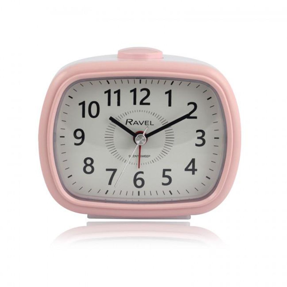 Ravel Mid sized Bedside Quartz Alarm Clock - Pink / White RC042.5