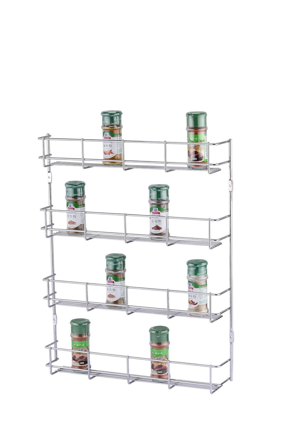 4 Tier Spice Herb Jar Rack Holder Kitchen Door Cupboard Wall Storage