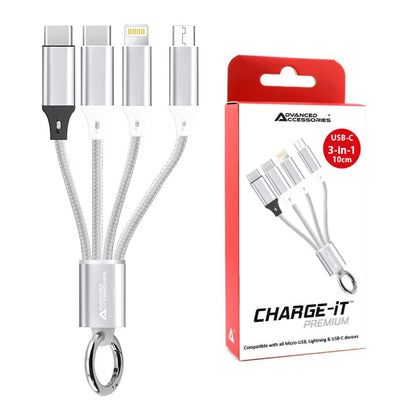 AA CHARGE-iT Premium 3in1 Cable USB-C To 8 Pin/USB-C/Micro USB