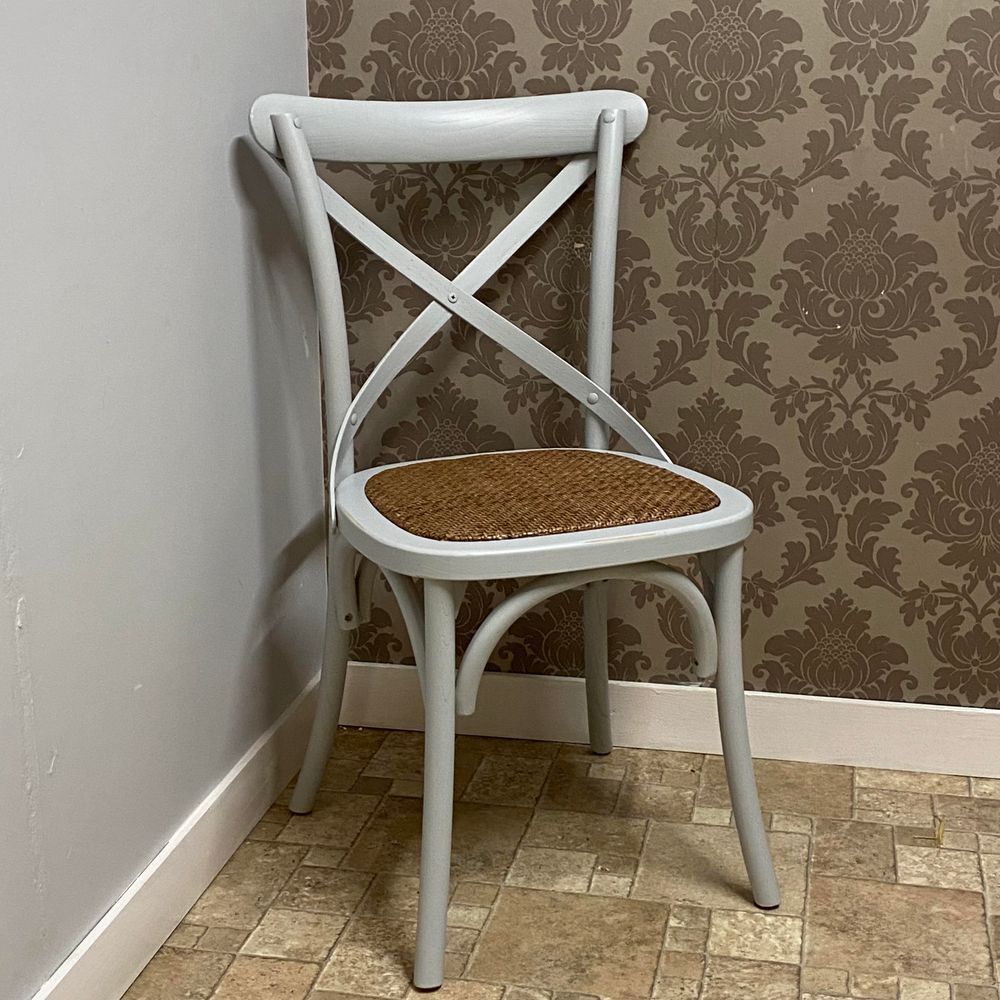 GREY FRENCH CROSS BACK CHAIR