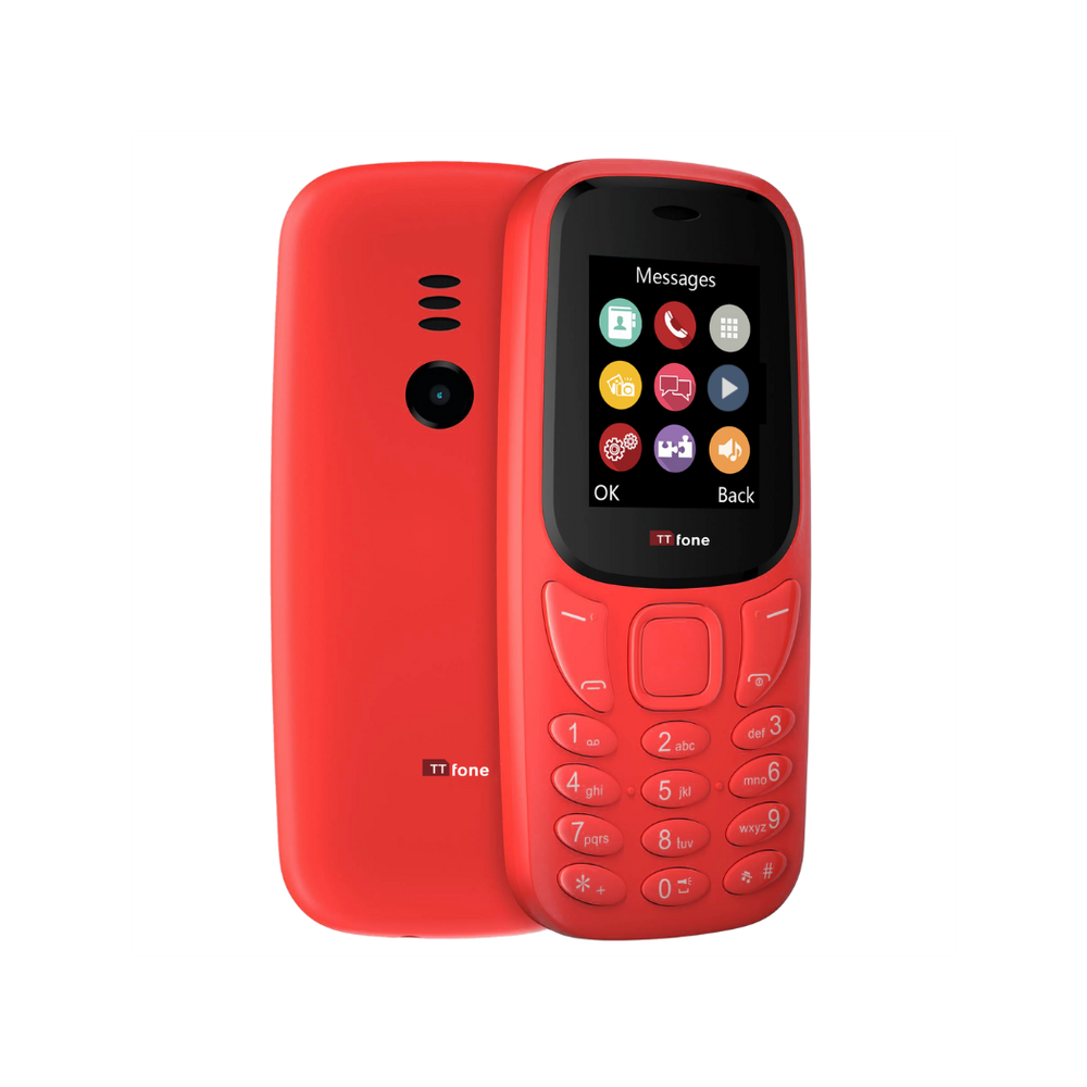 TTfone TT170 Red Dual SIM with Mains Charger, Giff Gaff Pay As You Go